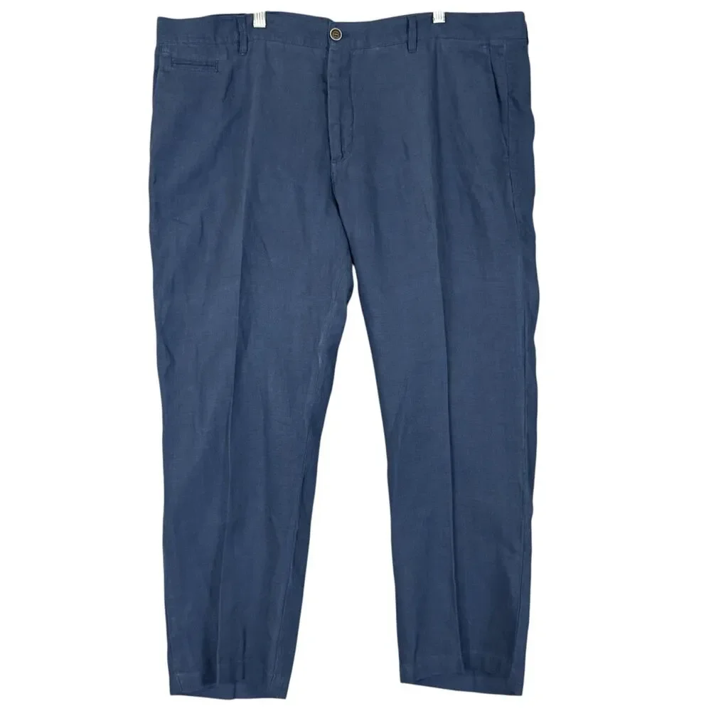 JoS A Bank Reserve 100% Linen Navy Blue Dress Pants Mens 42WX28L Lightweight